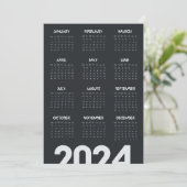 Modernes Elegant 2024 Kalender Schwarz-Weiß Programm (Stehend Vorderseite)
