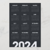 Modernes Elegant 2024 Kalender Schwarz-Weiß Programm (Vorderseite)
