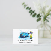 Modernes Elegant | Auto Wash & Auto im Detail QR-C Visitenkarte (Stehend Vorderseite)