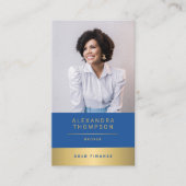 Modernes Elegant Blue Gold CEO Berufliches Foto Visitenkarte (Vorderseite)