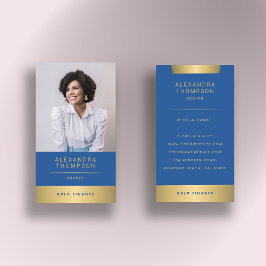 Modernes Elegant Blue Gold CEO Berufliches Foto Visitenkarte