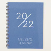 Modernes Elegant Blue Personalisiert 2022 Planer (Vorderseite)