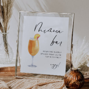 Modernes Elegant Bridal Mimosa Bar Sign Poster