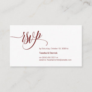 Modernes Elegant, Burgund-Script, Hochzeitsszenari Begleitkarte