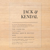 Modernes Elegant | Editierbare Namen Hochzeit Acryleinladungen (Vorderseite)