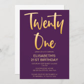 Modernes Elegant Einfaches Lila 21. Geburtstag Par Einladung (Vorne/Hinten)