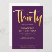 Modernes Elegant Einfaches Lila 30. Geburtstag Par Einladung (Vorne/Hinten)