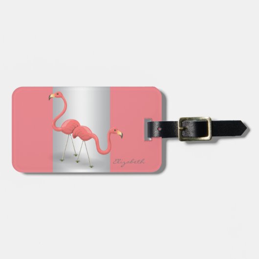 Modernes Elegant Girly, Flamingos Gepäckanhänger (Vorderseite horizontal)