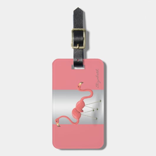 Modernes Elegant Girly, Flamingos Gepäckanhänger (Vorderseite vertikal)