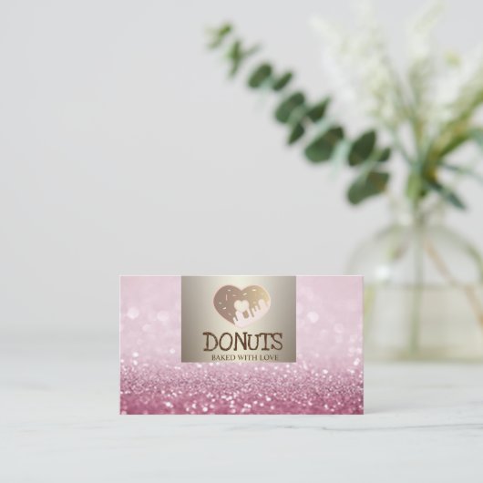 Modernes Elegant,Glitzer Bokeh,Donuts,Bäckerei Visitenkarte (Stehend Vorderseite)