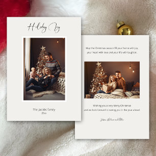 Modernes Elegant Holiday Joy Script Foto Feiertagskarte