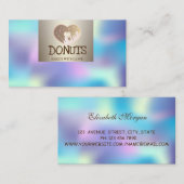 Modernes Elegant, holografisch, Donuts, Bäckerei Visitenkarte (Vorne/Hinten)