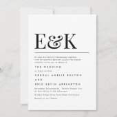 Modernes Elegant | Klassische Monogramm-Hochzeit Einladung (Vorderseite)