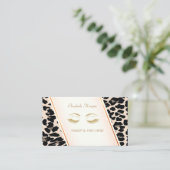 Modernes Elegant, Leopard Print, Lashes Visitenkarte (Stehend Vorderseite)