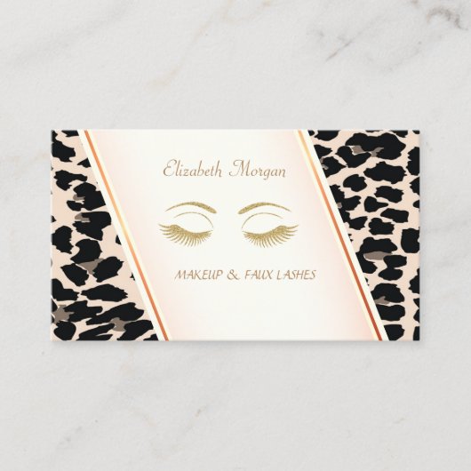 Modernes Elegant, Leopard Print, Lashes Visitenkarte (Vorderseite)