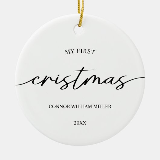 Modernes Elegant mein erstes Weihnachtsbaby-Minima Keramik Ornament (Vorne)