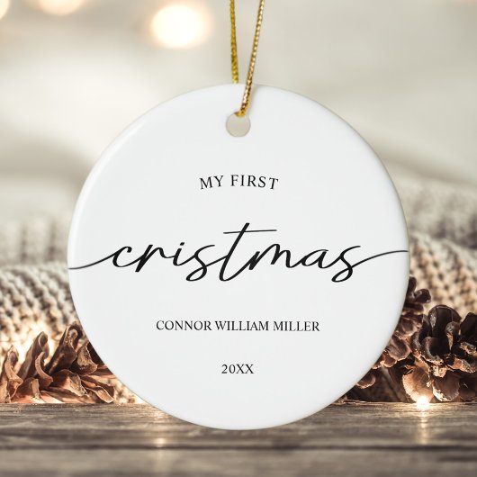 Modernes Elegant mein erstes Weihnachtsbaby-Minima Keramik Ornament