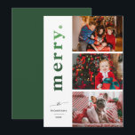 Modernes Elegant Merry Ombre Green Foto Feiertagskarte<br><div class="desc">Moderne elegante Merry Ombre Green Foto Holiday Card</div>