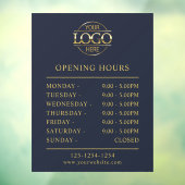 Modernes Elegant Navy Blue | Geschäftsöffnungszeit Fensteraufkleber (Blatt 3)