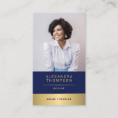 Modernes Elegant Navy Gold CEO Berufliches Foto Visitenkarte (Vorderseite)