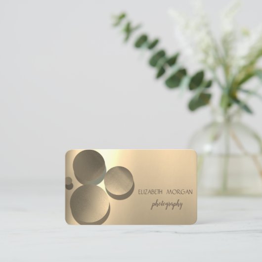 Modernes Elegant, Punkte, Gold Visitenkarte (Stehend Vorderseite)