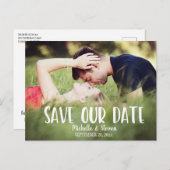 Modernes Elegant Rette unser Datum Ankündigungspostkarte (Vorne/Hinten)