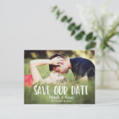 Modernes Elegant Rette unser Datum Ankündigungspostkarte (Stehend Vorderseite)