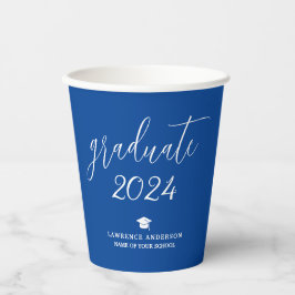 Modernes Elegant Royal Blue Graduate 2024 Abschlus Pappbecher
