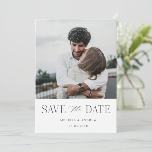 Modernes Elegant Save the Date (Stehend Vorderseite)