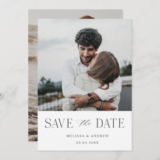 Modernes Elegant Save the Date (Vorne/Hinten)