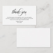 Modernes Elegant, Schwarzes Skript, Hochzeit Danke Begleitkarte (Vorne/Hinten)