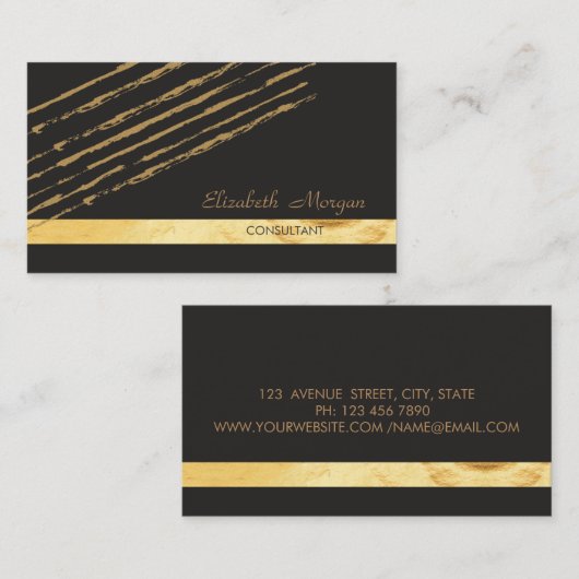 Modernes Elegant Stilvoll gestreift Visitenkarte (Vorne/Hinten)