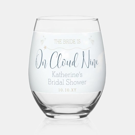 Modernes Elegant über Cloud Nine Brautparty Weinglas Ohne Stiel (Vorderseite)