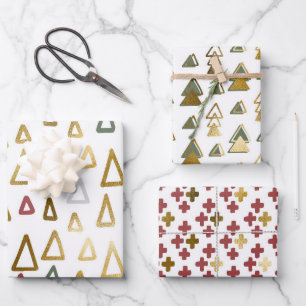 Modernes Elegant   Weihnachtsferien Doodles Geschenkpapier Set