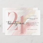 Modernes Elegant zum 21. Geburtstag Einladung (Vorne/Hinten)