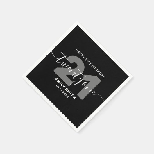 Modernes Elegant zum 21. Geburtstag Serviette (Ecke)