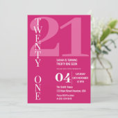 Modernes, elegantes 21. Geburtstags-Party Einladung (Stehend Vorderseite)
