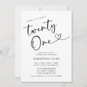 Modernes, elegantes 21. Geburtstagsfest-Party Einladung (Vorderseite)