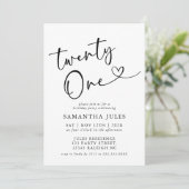 Modernes, elegantes 21. Geburtstagsfest-Party Einladung (Stehend Vorderseite)