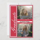 Modernes Elegantes 3 Foto Collage Roter Abschluss Ankündigung (Vorderseite)