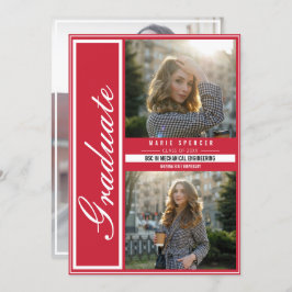 Modernes Elegantes 3 Foto Collage Roter Abschluss Ankündigung