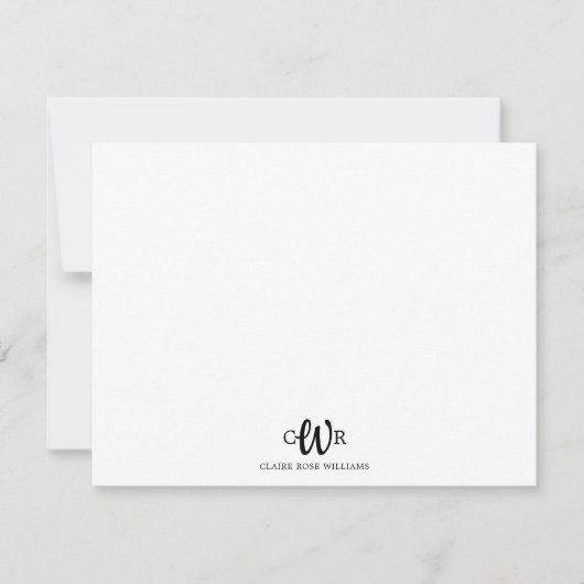 Modernes elegantes 3 Monogram Boho Chic Muster Mitteilungskarte (Vorderseite)