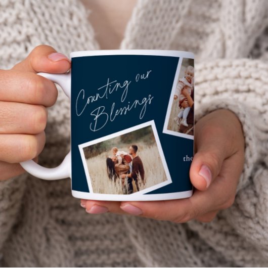 Modernes Elegantes 4 Foto Collage Familiengeschenk Kaffeetasse