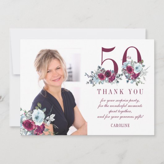 Modernes elegantes 50. Foto Dankeskarte (Vorderseite)