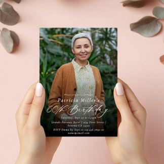 Modernes elegantes 60. Geburtstagsparty-Foto Einladung