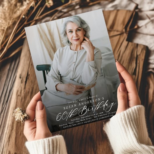 Modernes elegantes 60. Geburtstagsparty-Foto Einladung