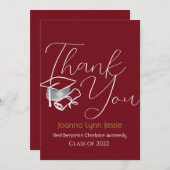 Modernes, elegantes Abschluss mit weißer Cap dank Dankeskarte (Vorne/Hinten)