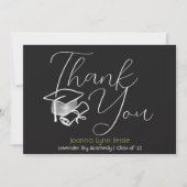 Modernes, elegantes Abschluss mit weißer Cap dank Dankeskarte (Vorderseite)