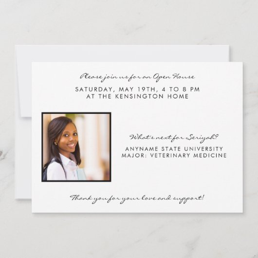 Modernes elegantes Abschluss Script-Foto Einladung (Rückseite)