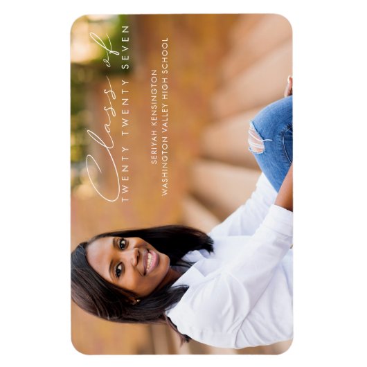 Modernes elegantes Abschluss Script-Foto Magnet (Vertikal)